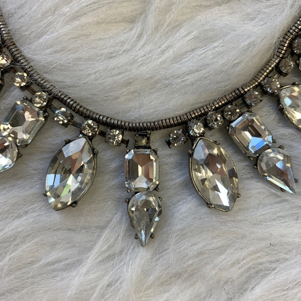 Boutique Silver Rhinestone Statement Necklace - image 4